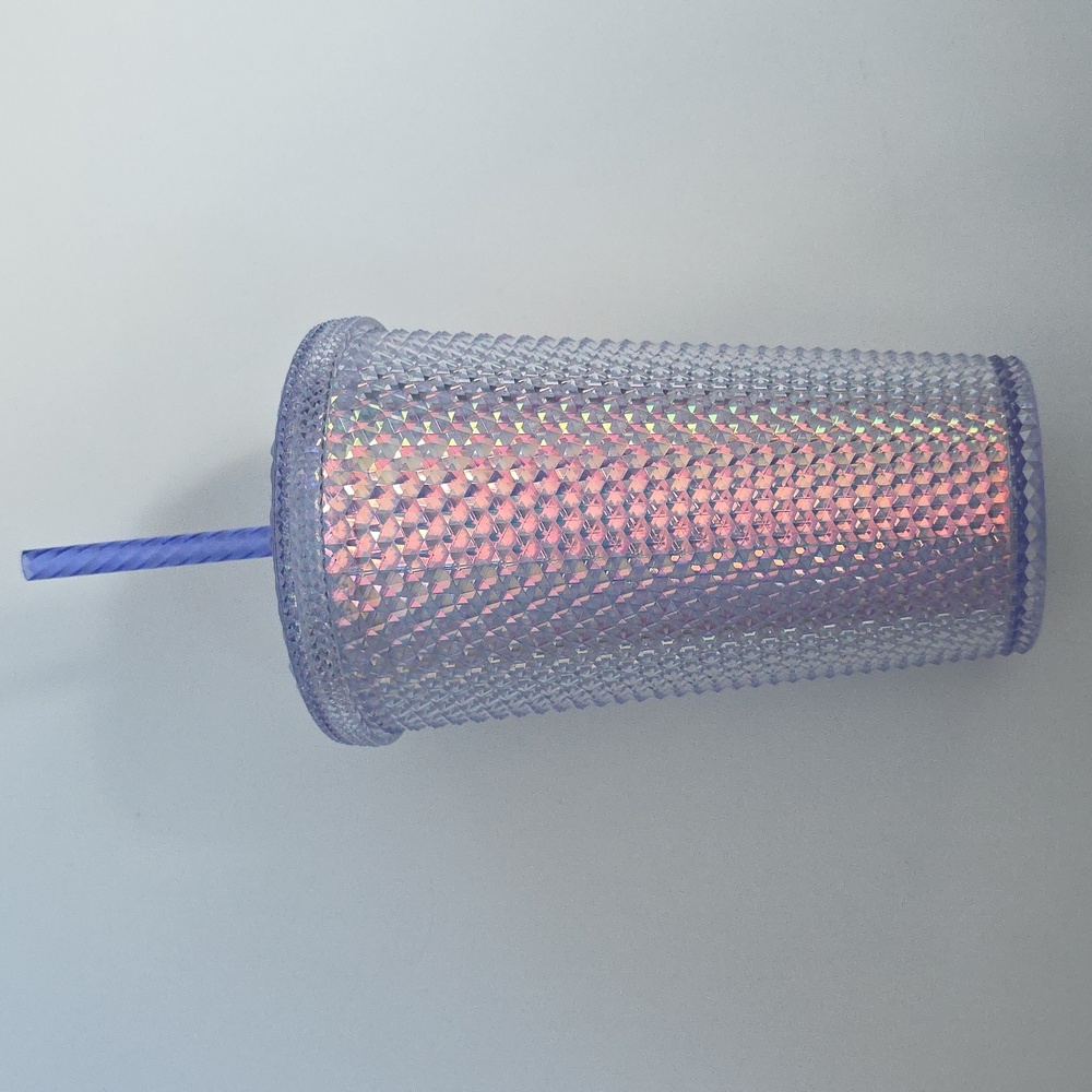 Starbucks Tumbler Diamond Texture Iridescent Logo Tumbler Plastic Size 16 fl oz - Picture 3 of 5